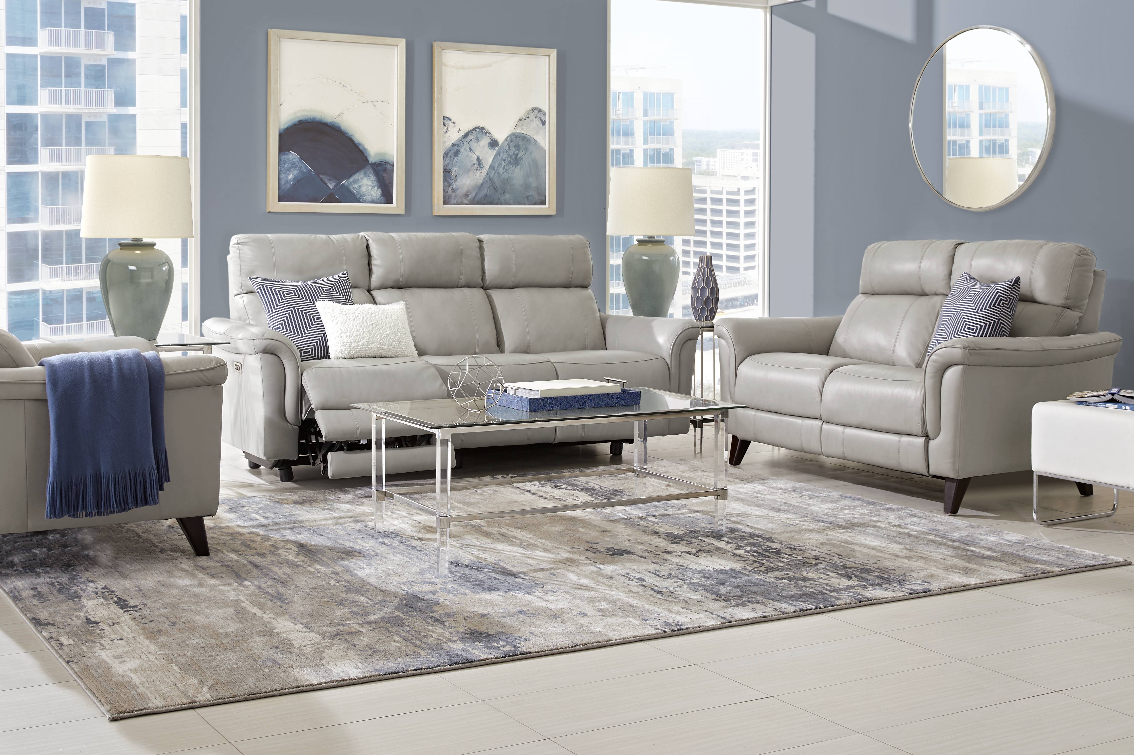 Avezzano Stone Leather Loveseat