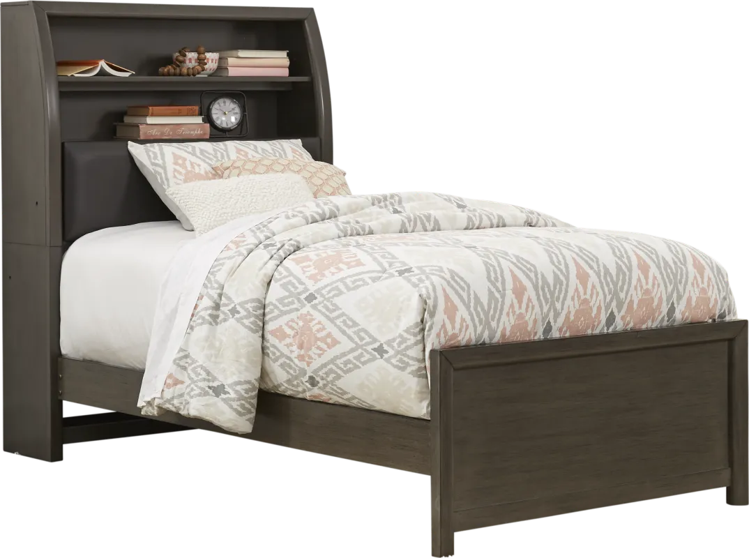 Kids Santa Cruz Gray Twin Bookcase Bed