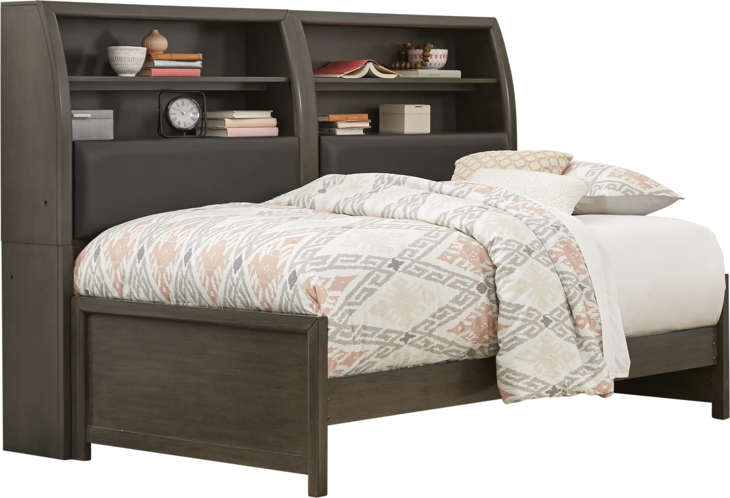 Kids Santa Cruz Gray Full Bookcase Wall Bed - Thumbnail - Image 1