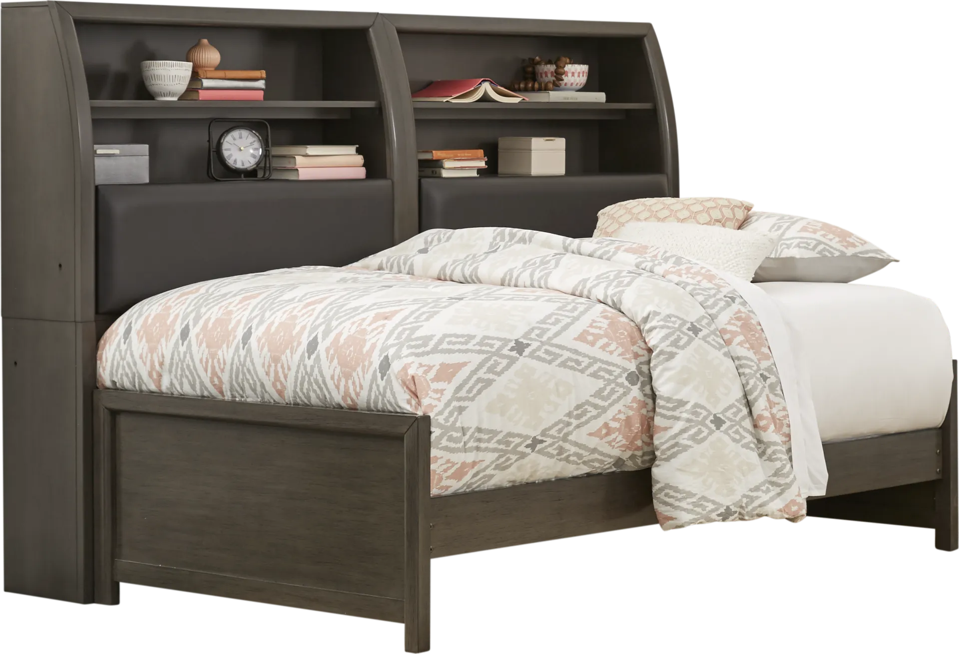 Kids Santa Cruz Gray Full Bookcase Wall Bed - Image 1