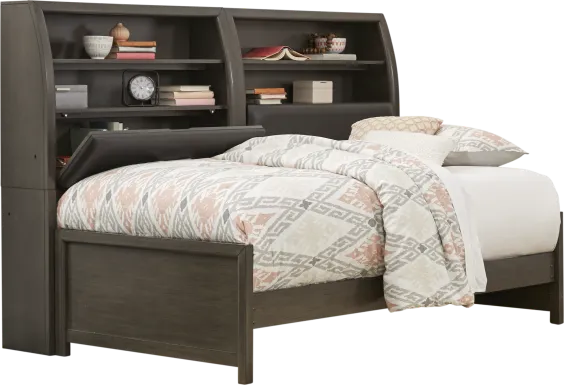 Kids Santa Cruz Gray Twin Bookcase Wall Bed