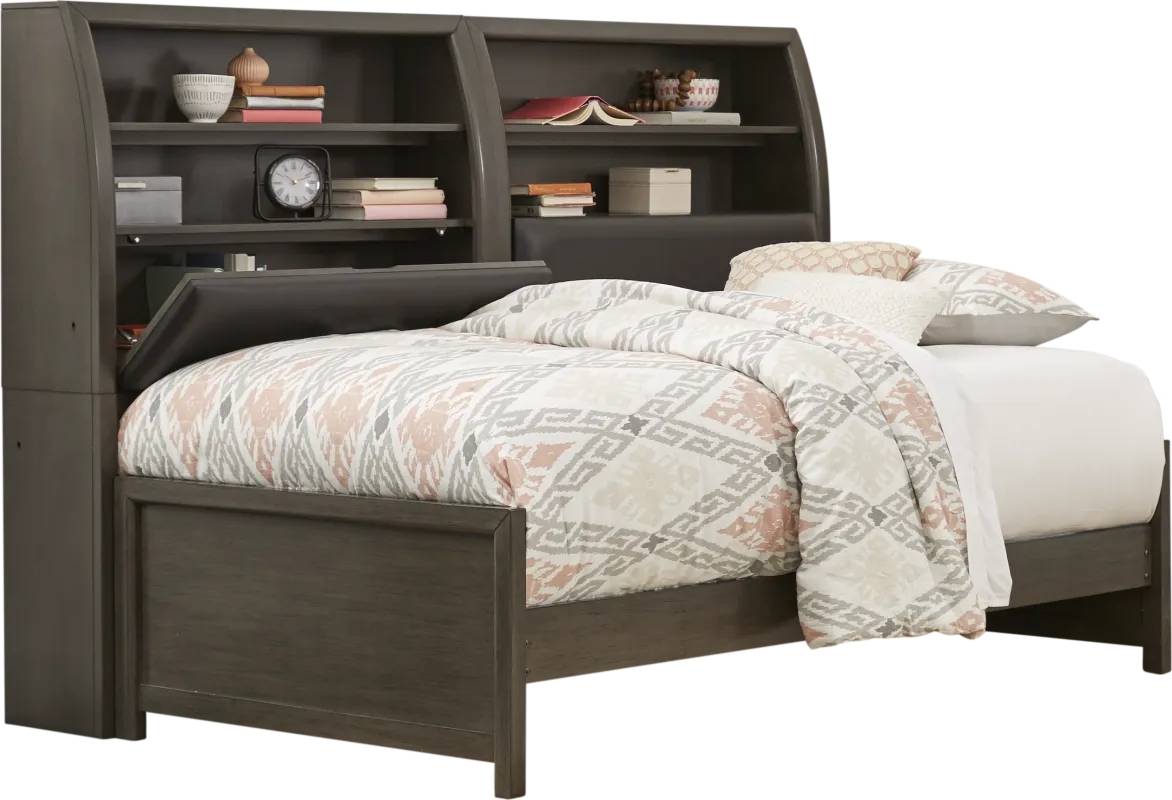 Kids Santa Cruz Gray Twin Bookcase Wall Bed