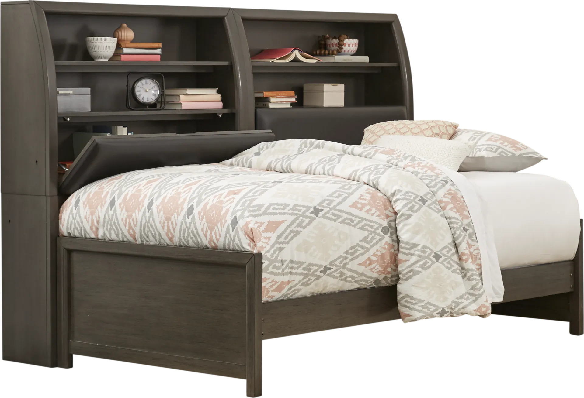 Kids Santa Cruz Gray Twin Bookcase Wall Bed - Image 1