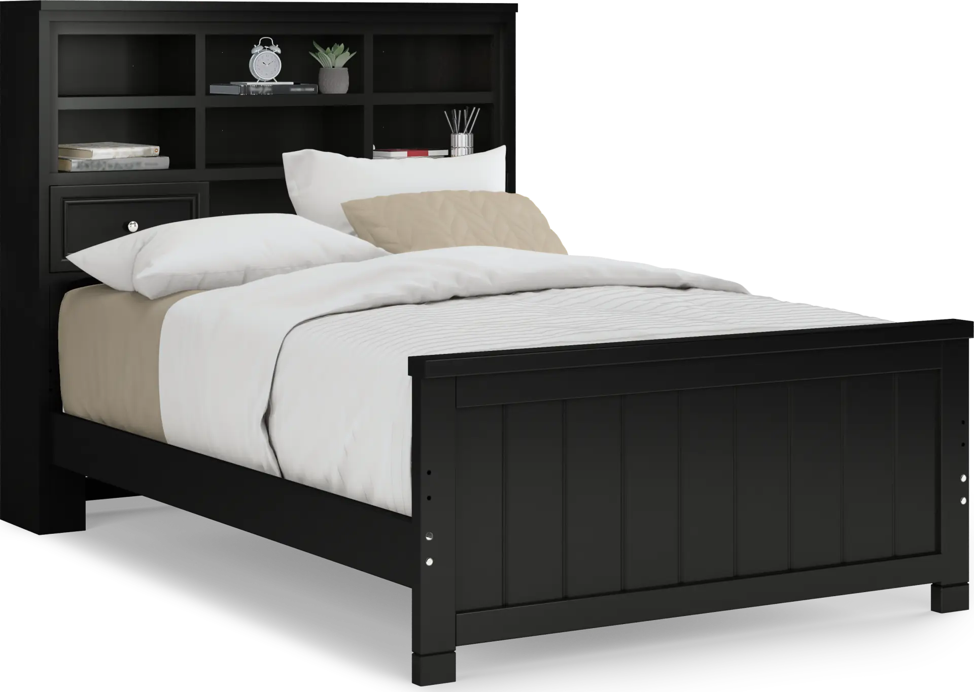 Kids Cottage Colors Black Full Bookcase Bed