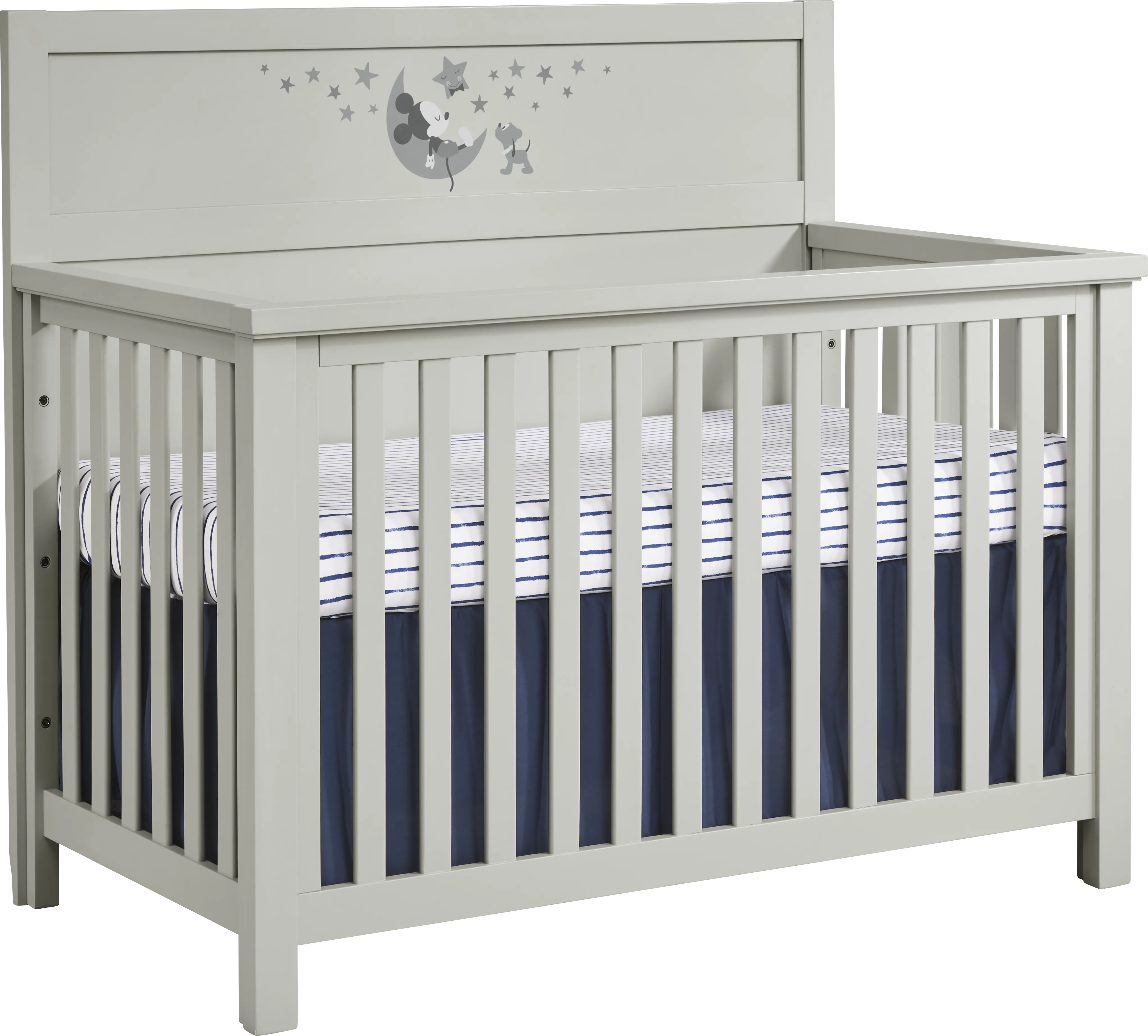 Mickey Mouse and Minnie Mouse Gray 4-in-1 Convertible Crib with Classic Art - Thumbnail - Image 1