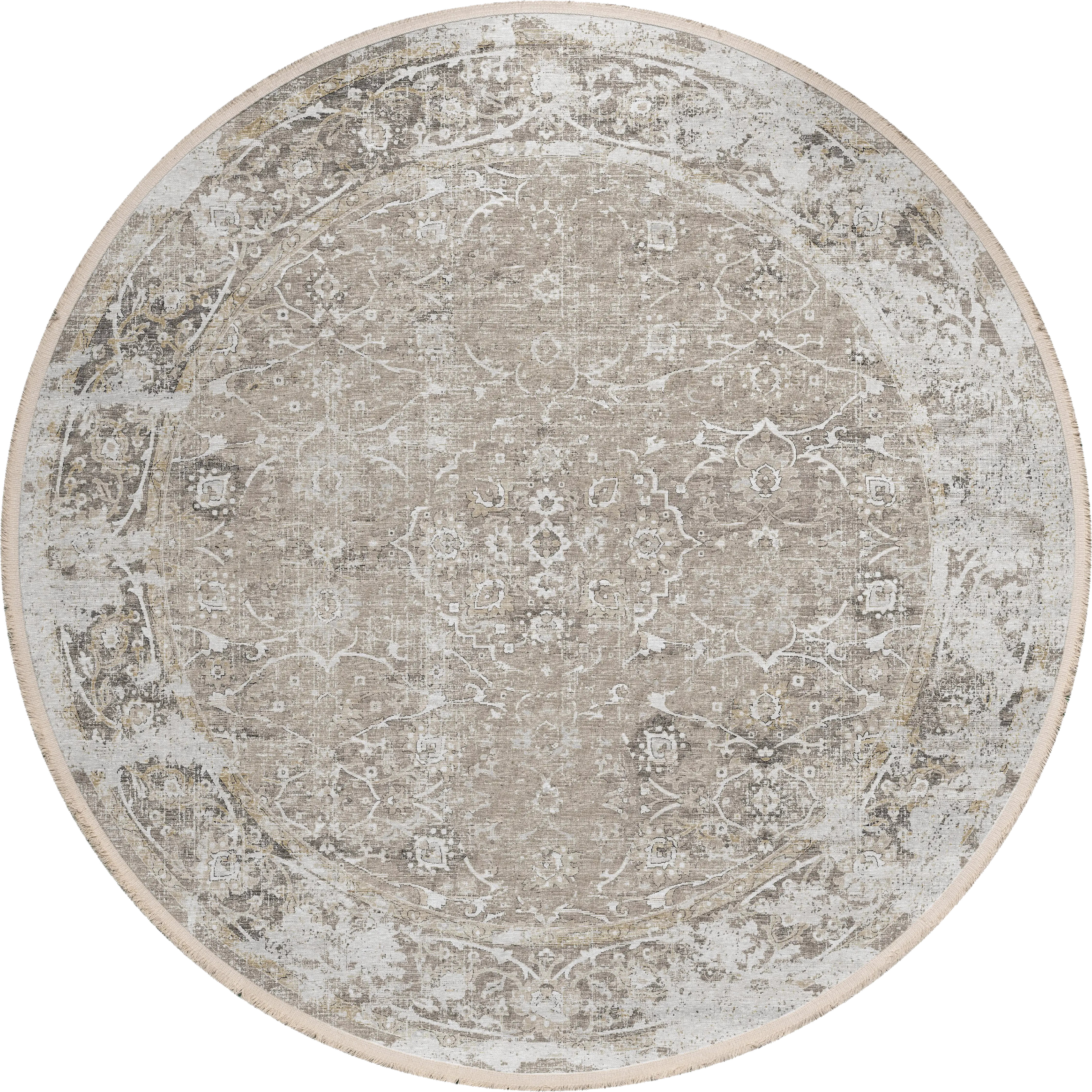 Izabelle Beige 8' Round Rug - Thumbnail - Image 1