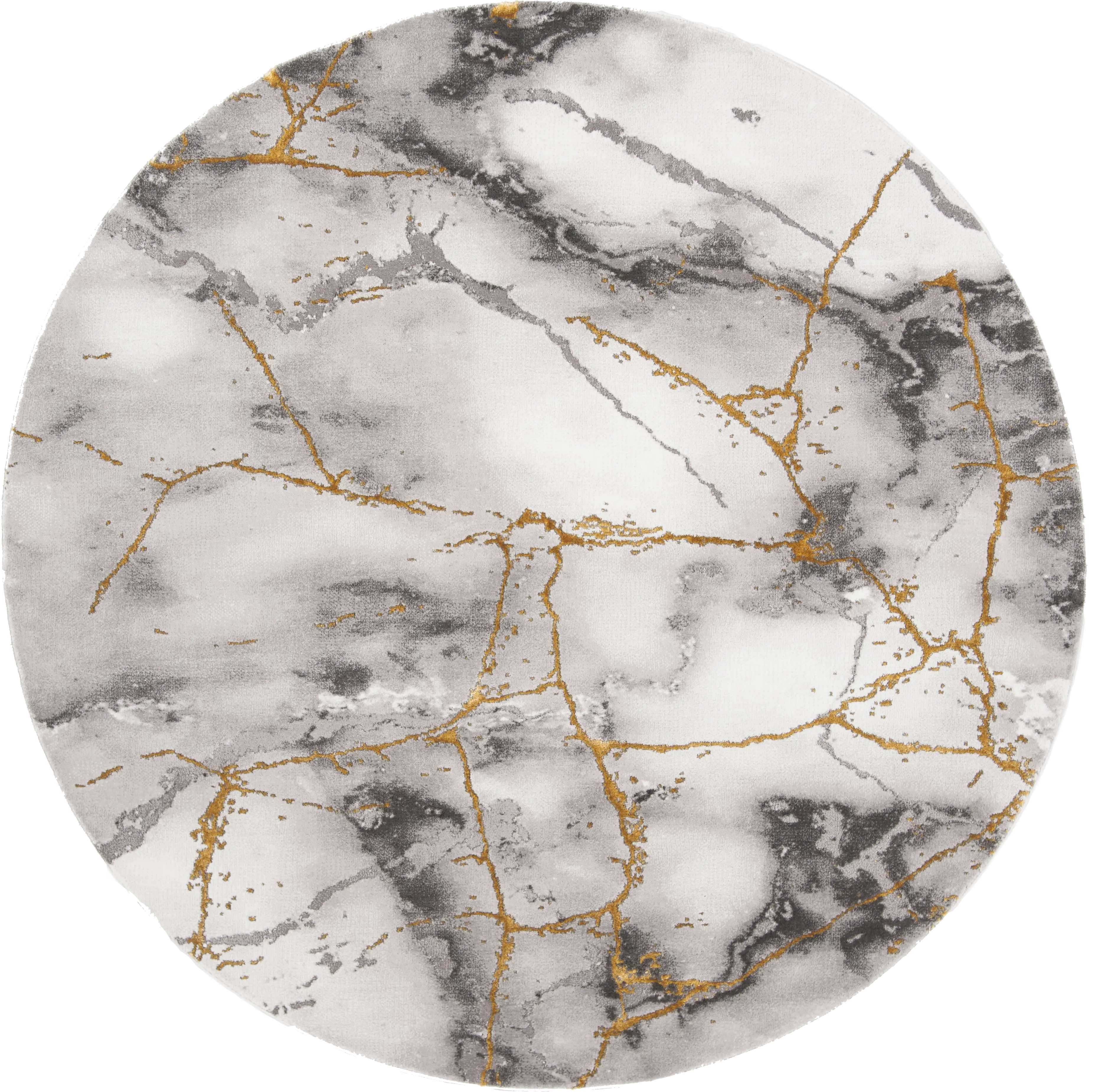 Cracked Marble Gray 6'7 Round Rug - Thumbnail - Image 1