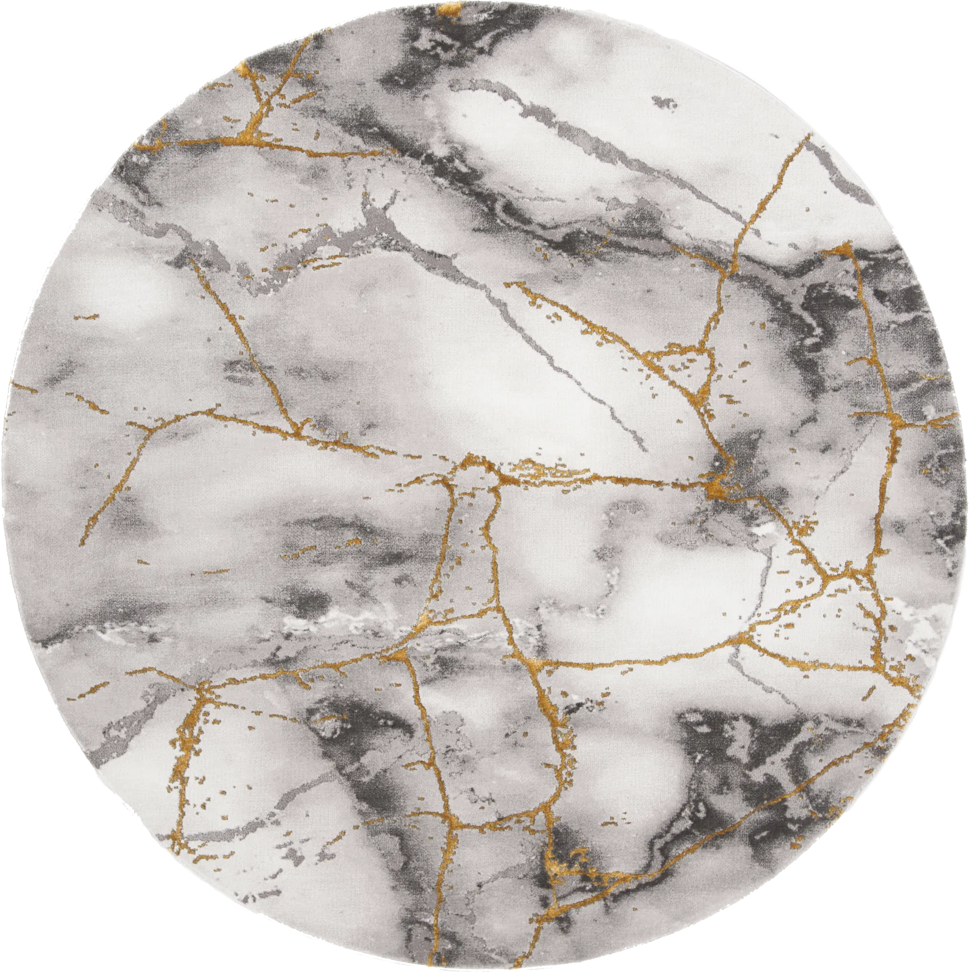 Cracked Marble Gray 8' Round Rug - Image 1