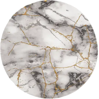Cracked Marble Gray 6'7 Round Rug