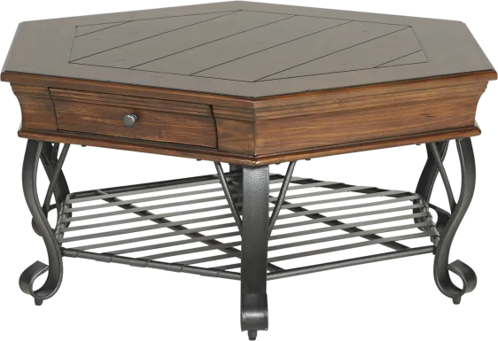 Coronado Bay Brown Cherry Hexagon Cocktail Table