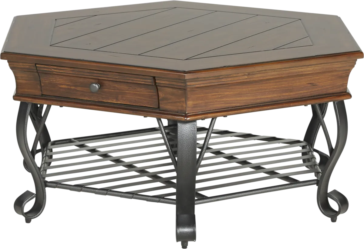 Coronado Dark Pine Wood Cocktail Table | Rooms to Go