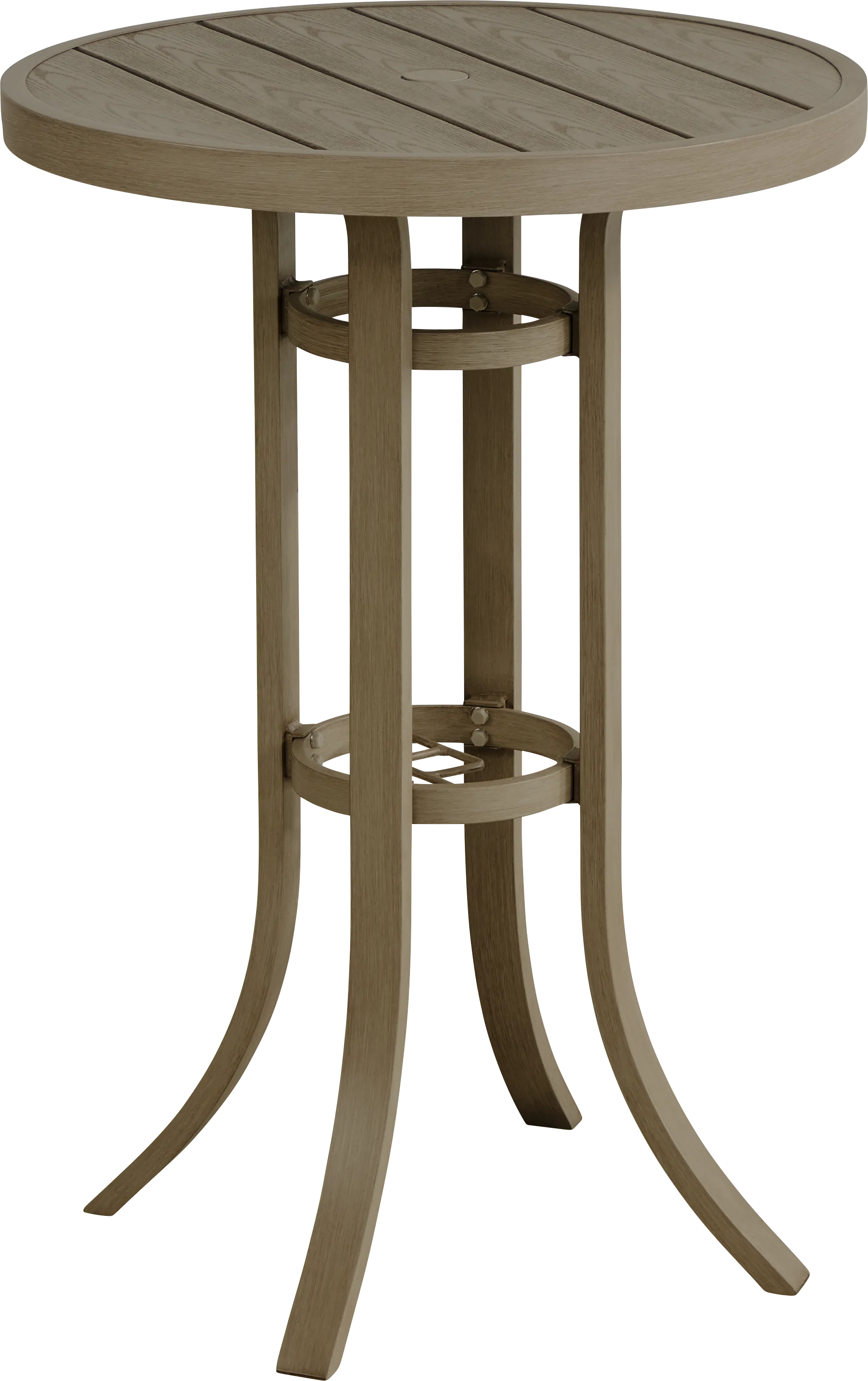 Siesta Key Gray 30" Round Bar Height Outdoor Dining Table with Umbrella Hole - Thumbnail - Image 1