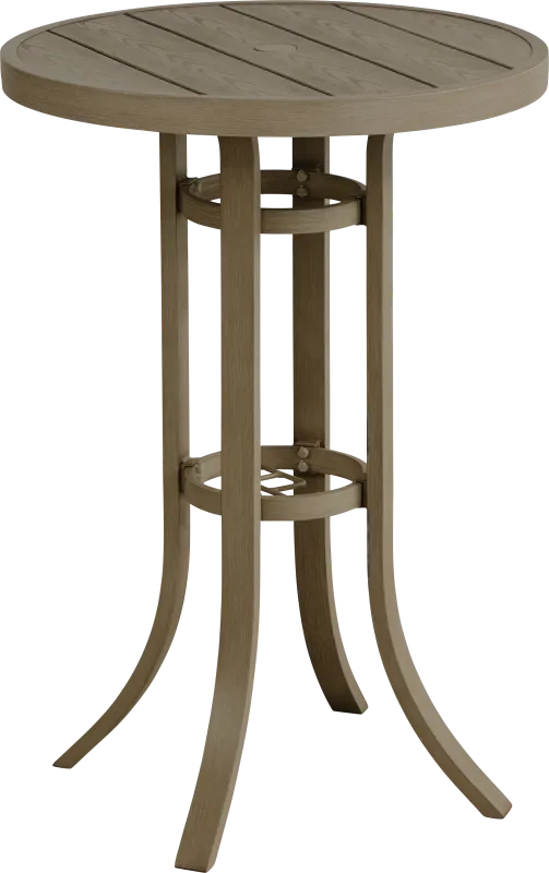 Siesta Key Gray 30" Round Bar Height Outdoor Dining Table with Umbrella Hole