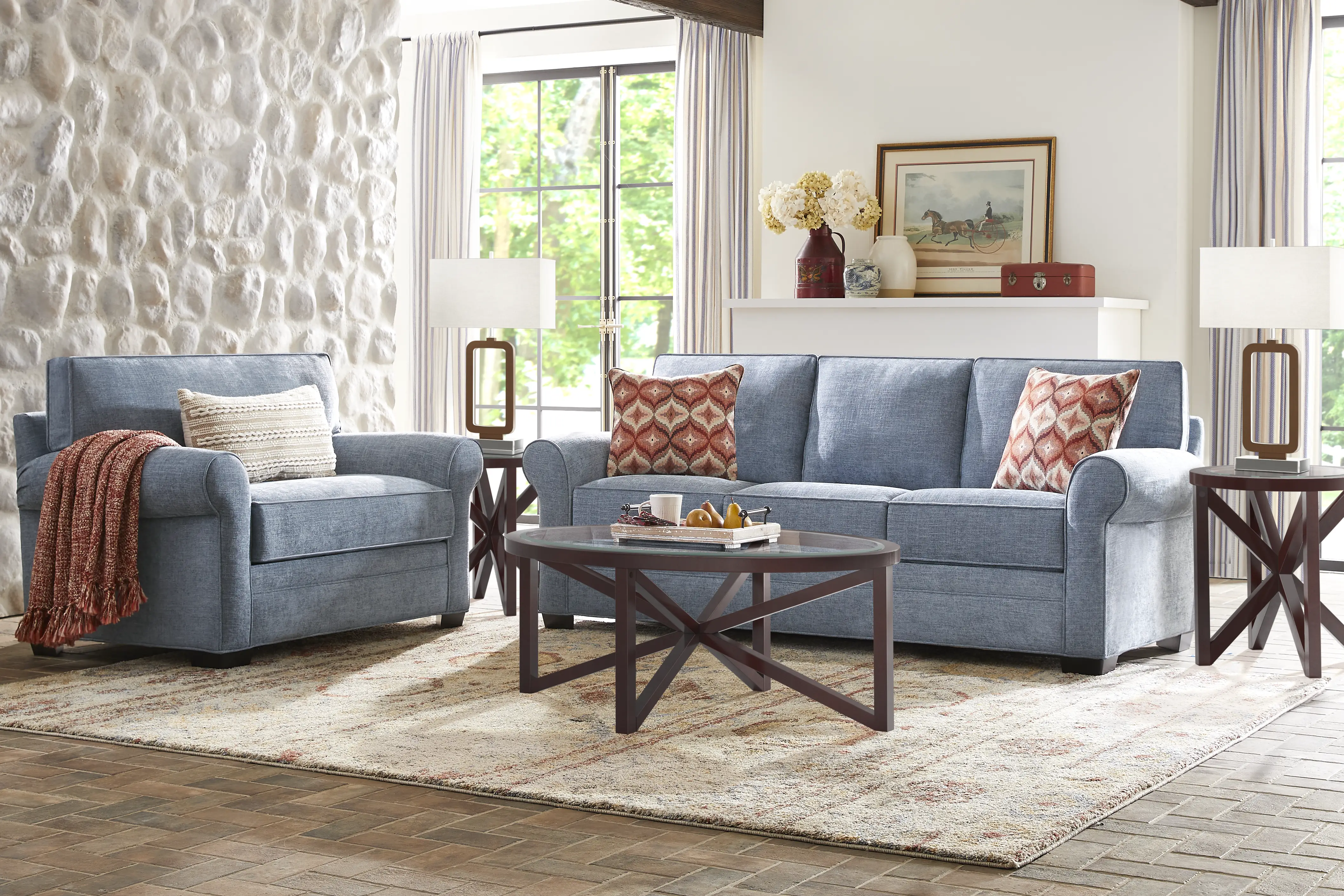 Bellingham Chambray Textured Chenille 5 Pc Living Room - Thumbnail - Image 1