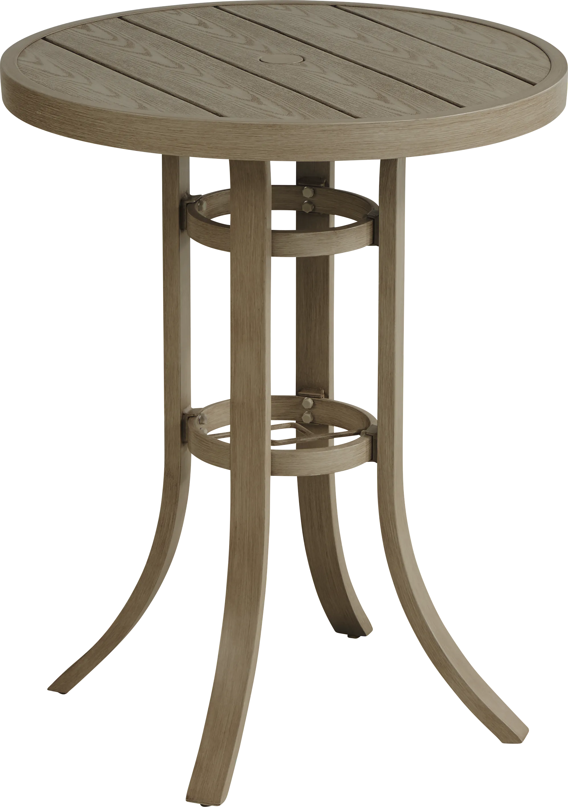 Siesta Key Gray 30" Round Balcony Height Outdoor Dining Table with Umbrella Hole - Thumbnail - Image 1