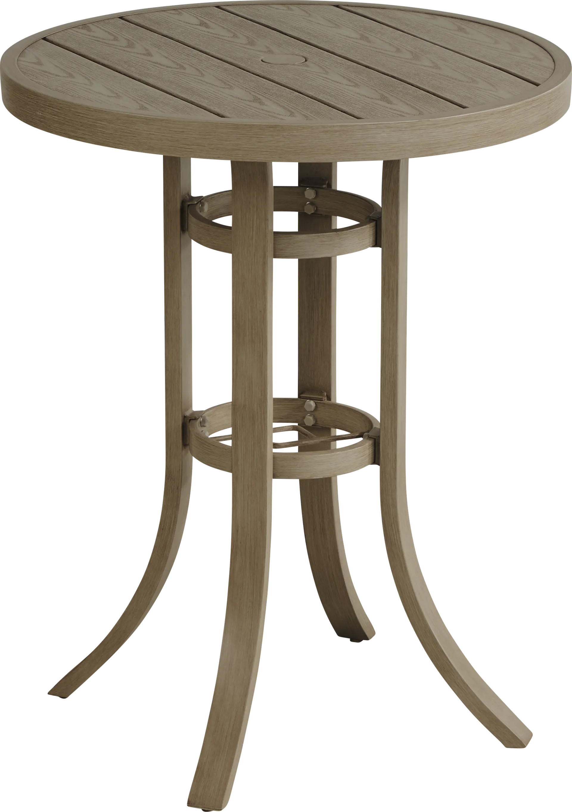 Siesta Key Gray 30" Round Balcony Height Outdoor Dining Table with Umbrella Hole - Image 2