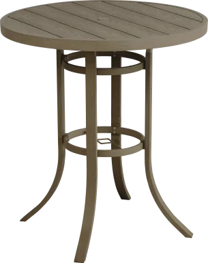 Siesta Key Gray 40" Round Bar Height Outdoor Dining Table with Umbrella Hole
