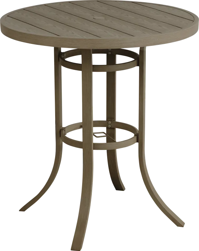 Siesta Key Gray 40" Round Bar Height Outdoor Dining Table with Umbrella Hole