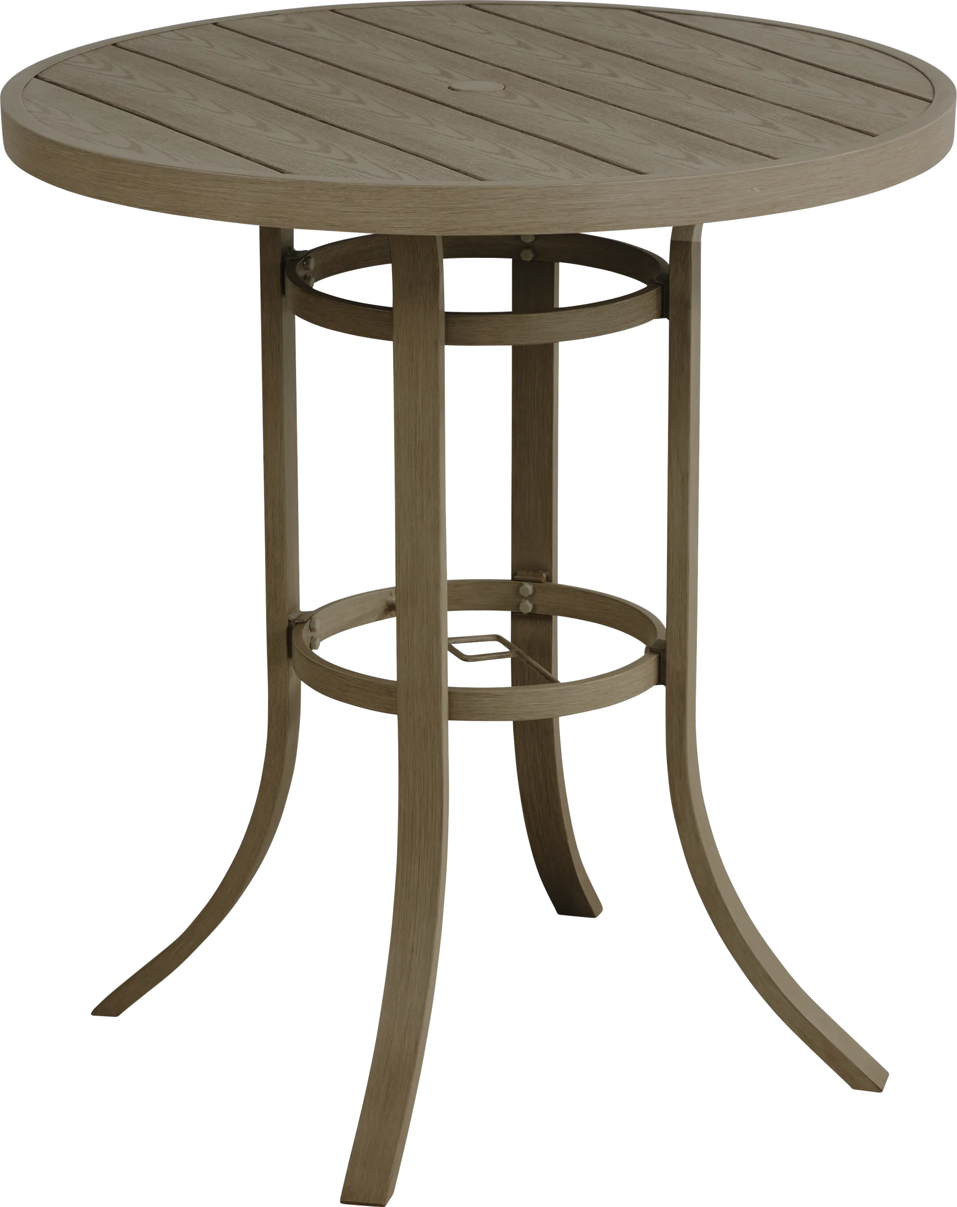 Siesta Key Gray 40" Round Bar Height Outdoor Dining Table with Umbrella Hole - Image 1