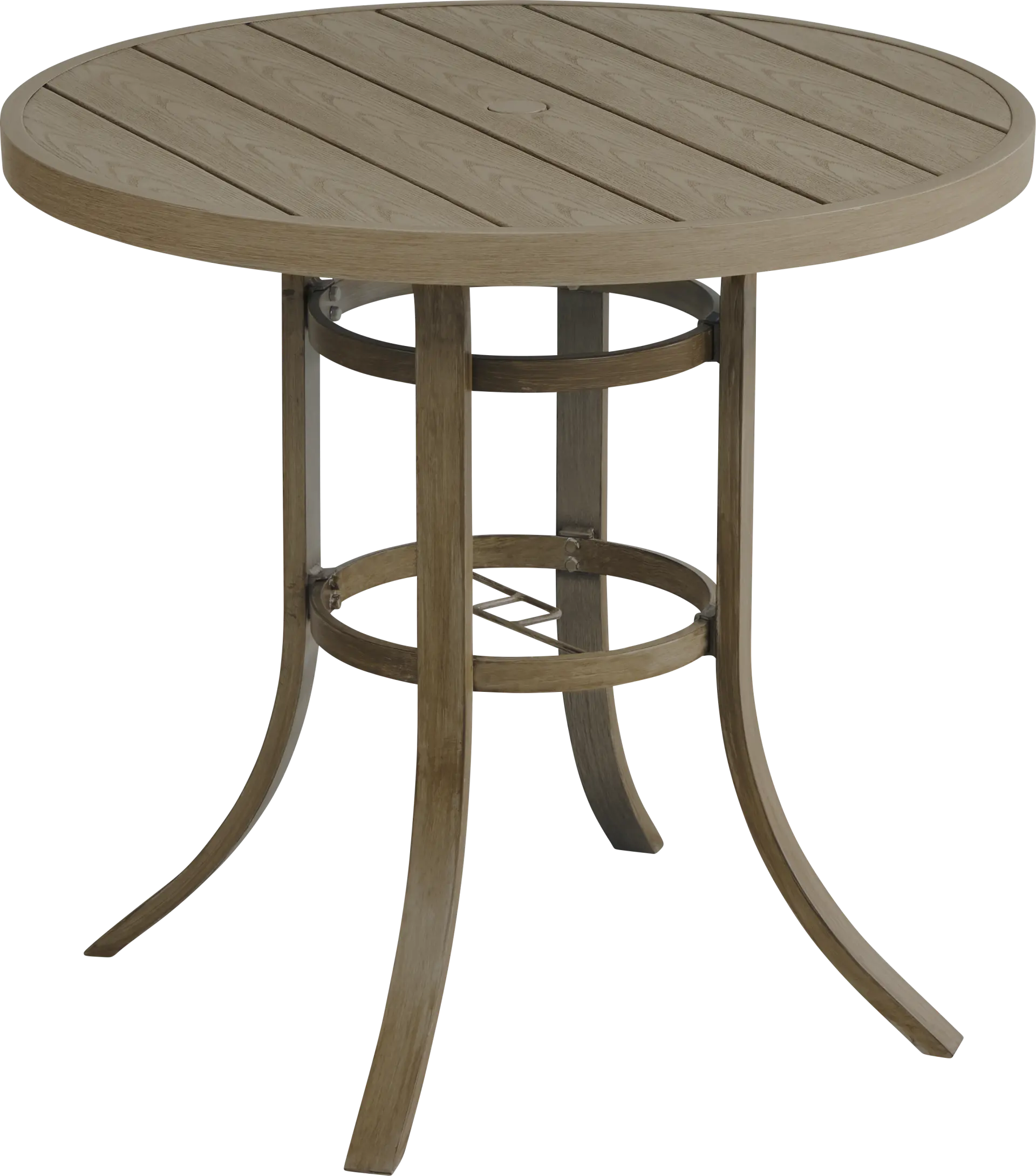 Siesta Key Gray 40" Round Balcony Height Outdoor Dining Table with Umbrella Hole