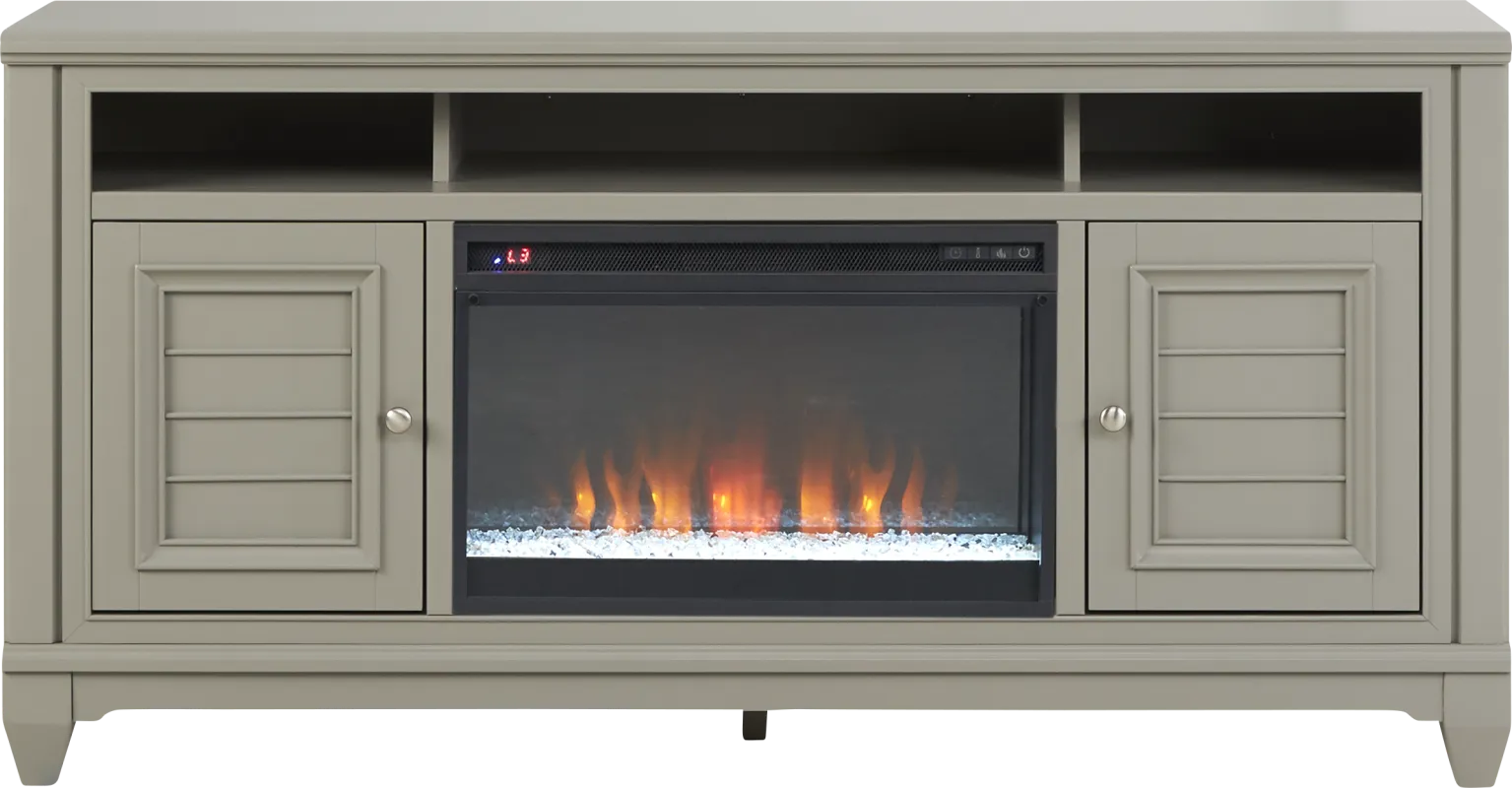 Hilton Head Gray 66 in. Console with Electric Fireplace