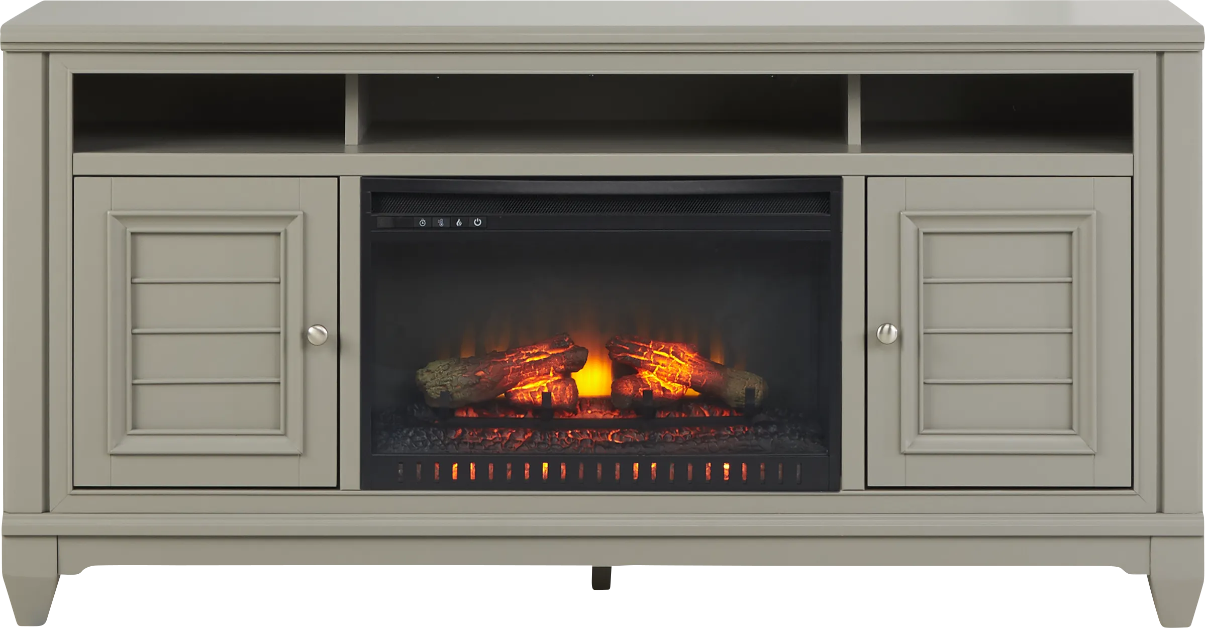 Hilton Head Gray 66 in. Console with Electric Log Fireplace - Thumbnail - Image 1
