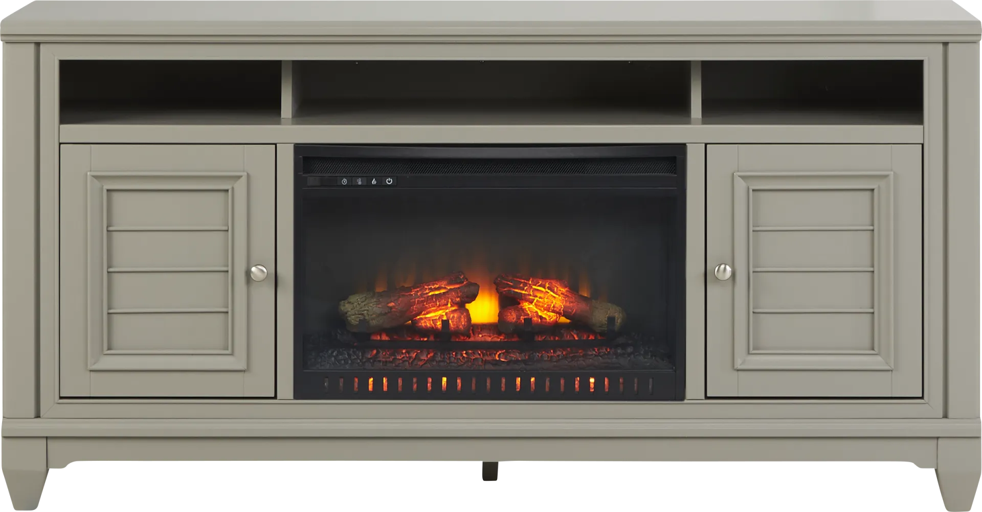 Hilton Head Gray 66 in. Console with Electric Log Fireplace - Image 1