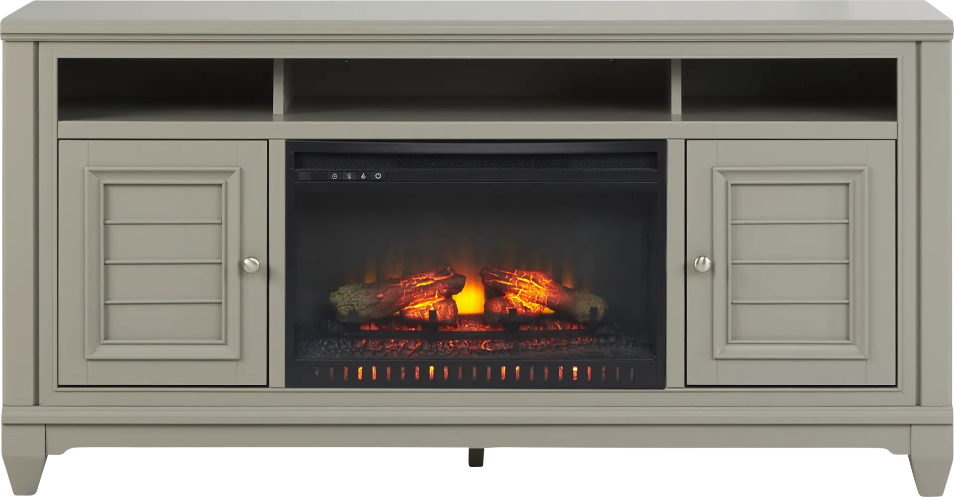 Hilton Head Gray 66 in. Console with Electric Log Fireplace