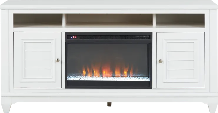 Hilton Head White 66 in. Console with Electric Fireplace