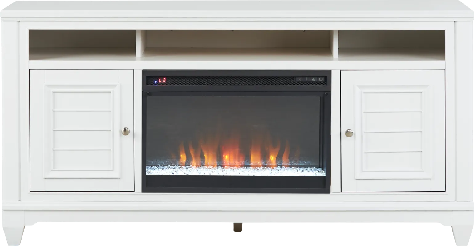 Hilton Head White 66 in. Console with Electric Fireplace