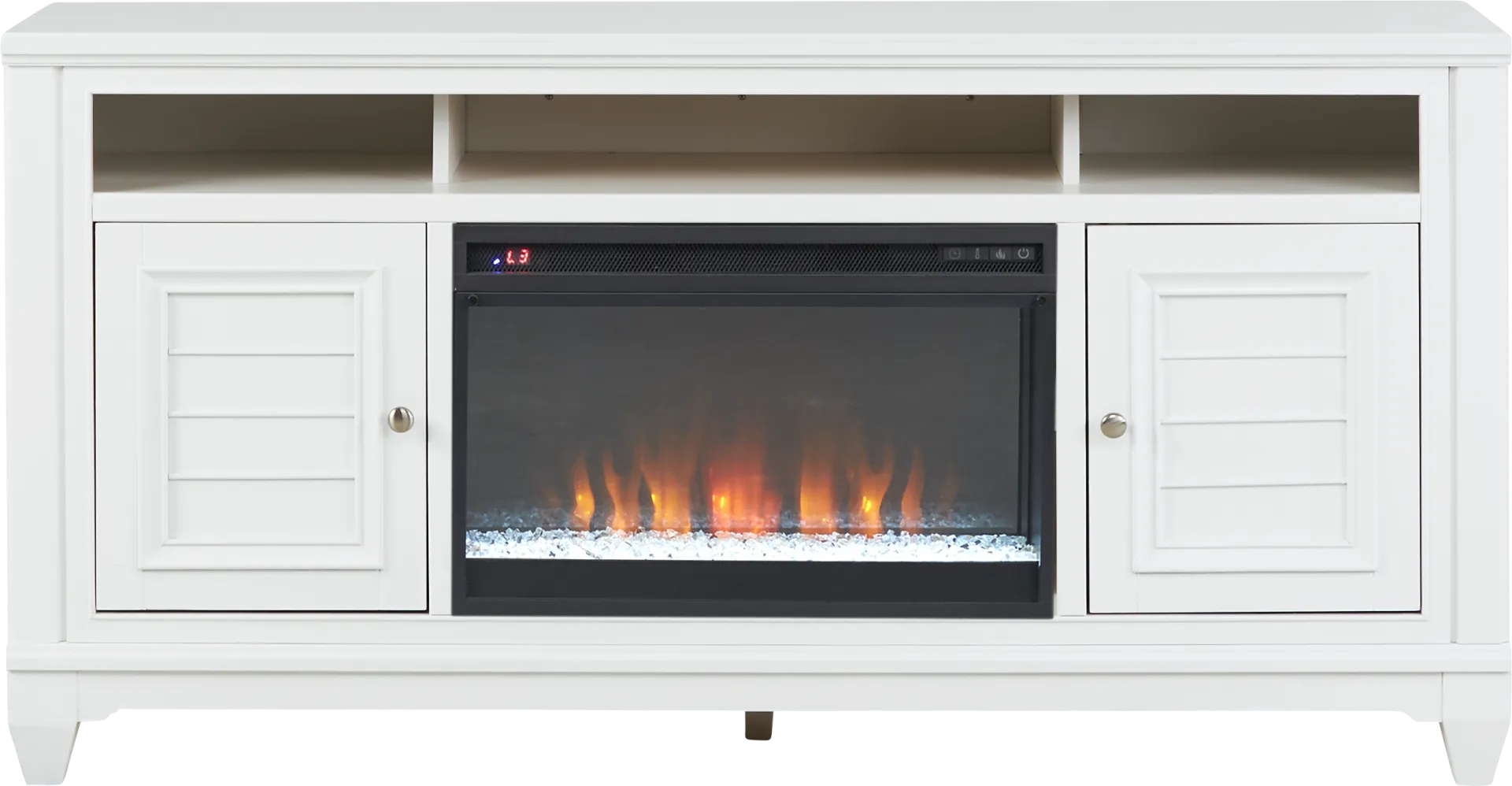 Hilton Head White 66 in. Console with Electric Fireplace - Image 1