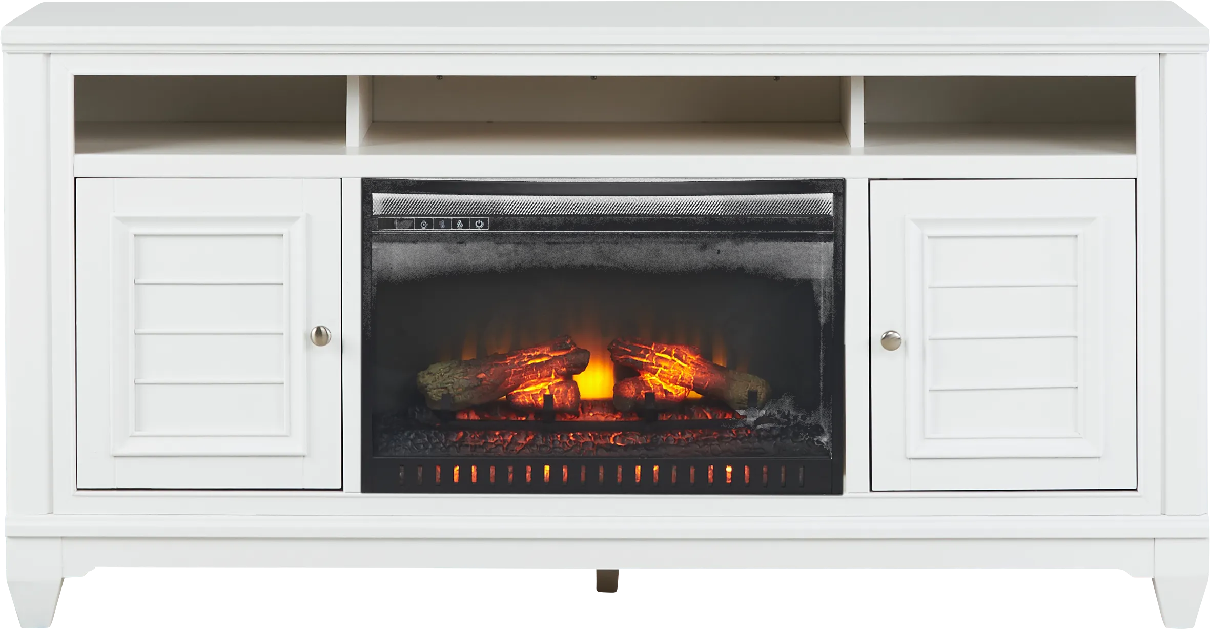 Hilton Head White 66 in. Console with Electric Log Fireplace - Thumbnail - Image 1