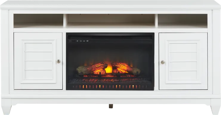 Hilton Head White 66 in. Console with Electric Log Fireplace