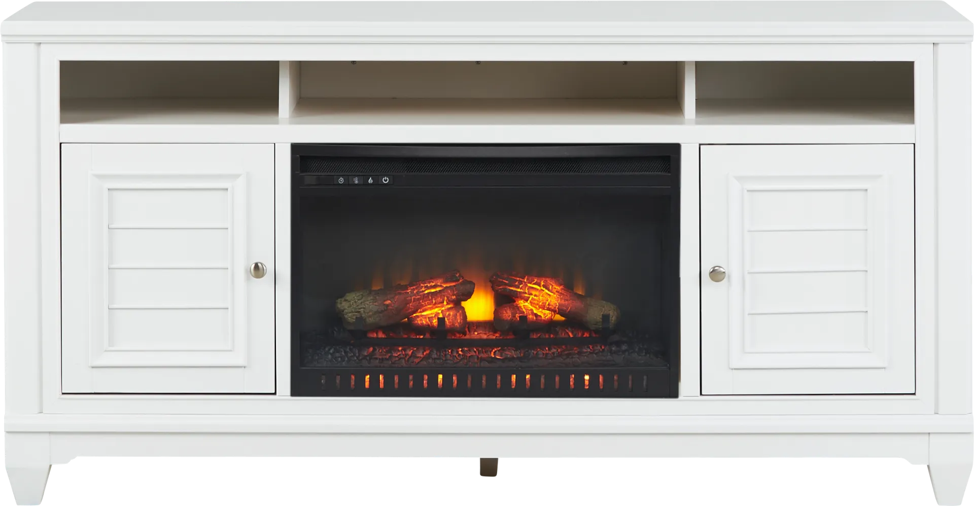 Hilton Head White 66 in. Console with Electric Log Fireplace - Image 1
