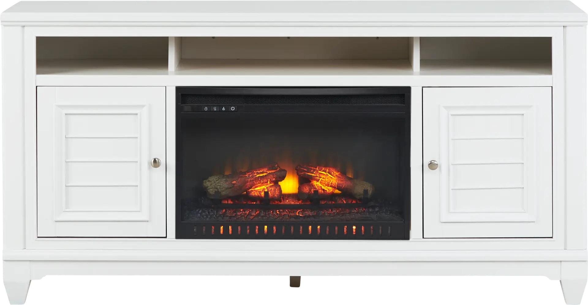Hilton Head White 66 in. Console with Electric Log Fireplace