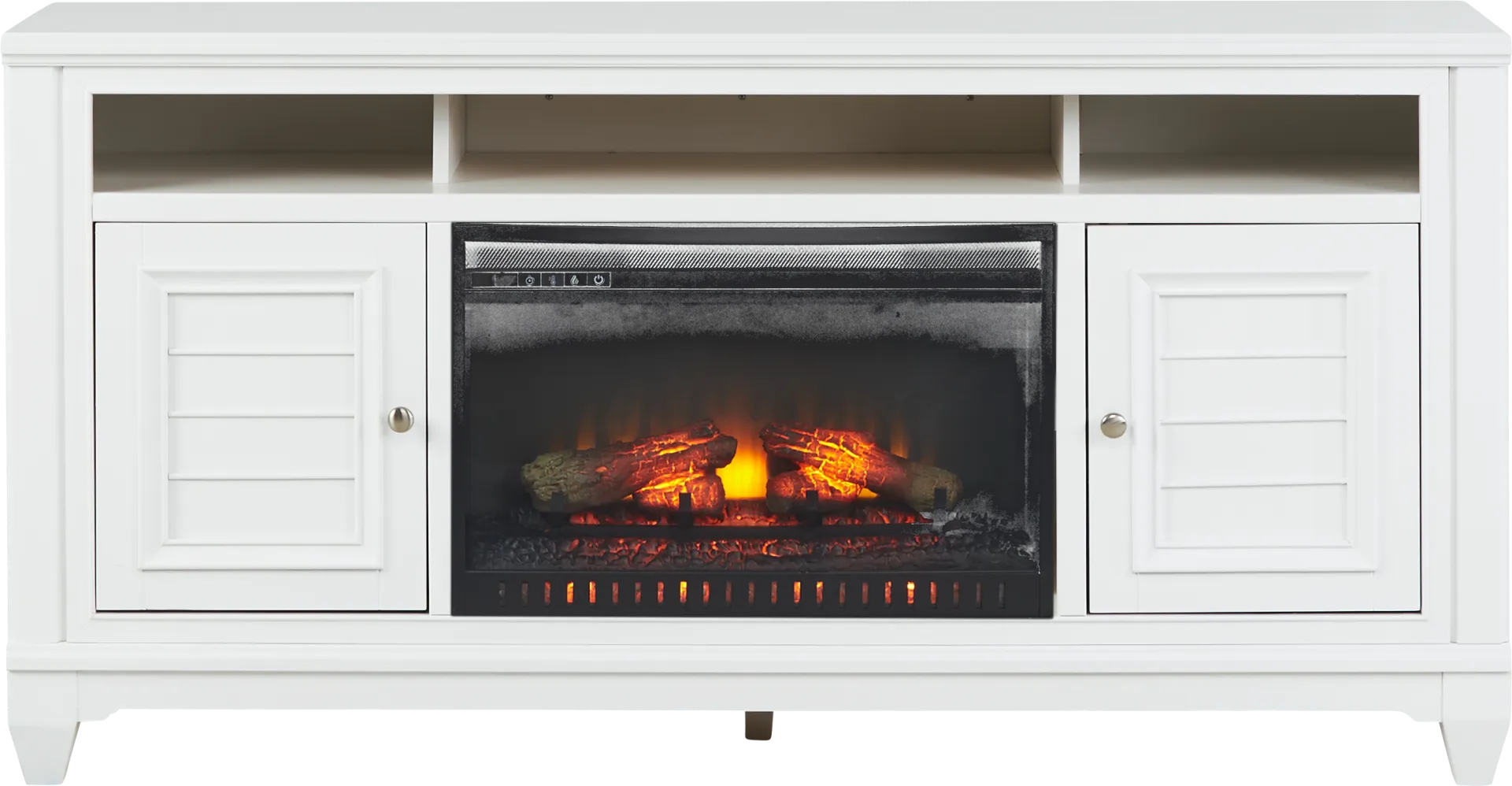 Hilton Head White 66 in. Console with Electric Log Fireplace - Image 1