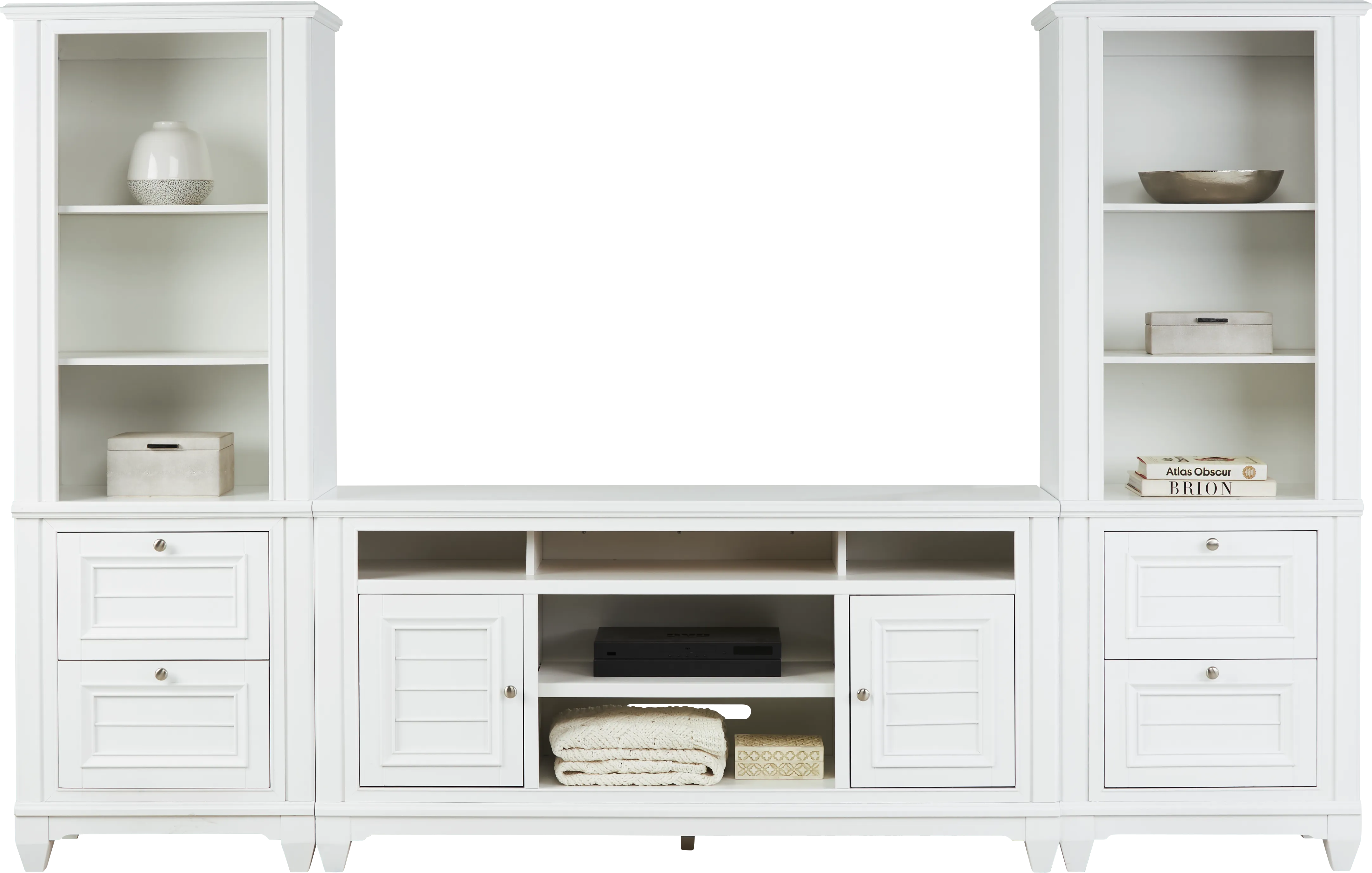 Hilton Head White 3 Pc Wall Unit with 66 in. Console - Thumbnail - Image 1