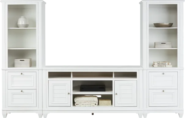 Hilton Head White 3 Pc Wall Unit with 66 in. Console