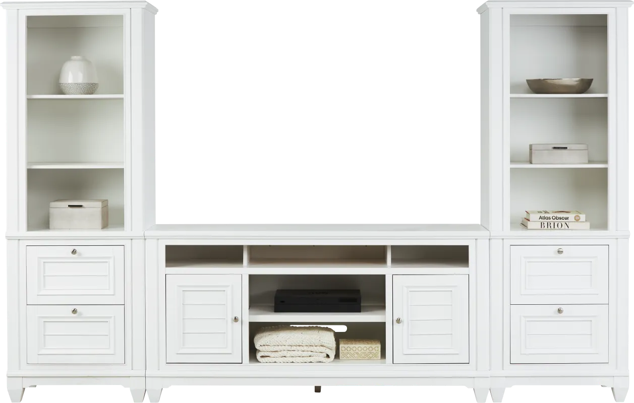 Hilton Head White 3 Pc Wall Unit with 66 in. Console