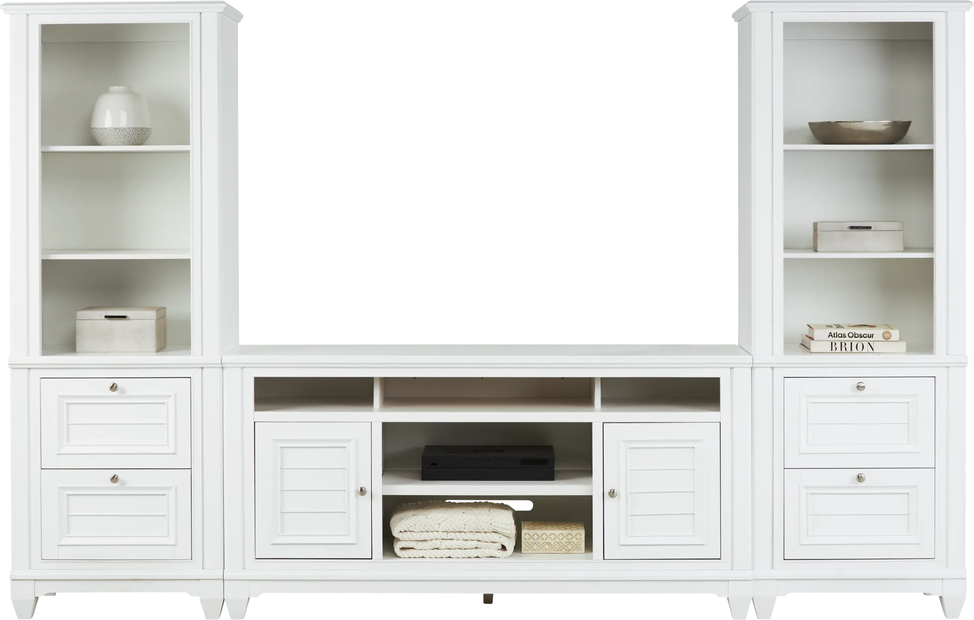 Hilton Head White 3 Pc Wall Unit with 66 in. Console - Image 1
