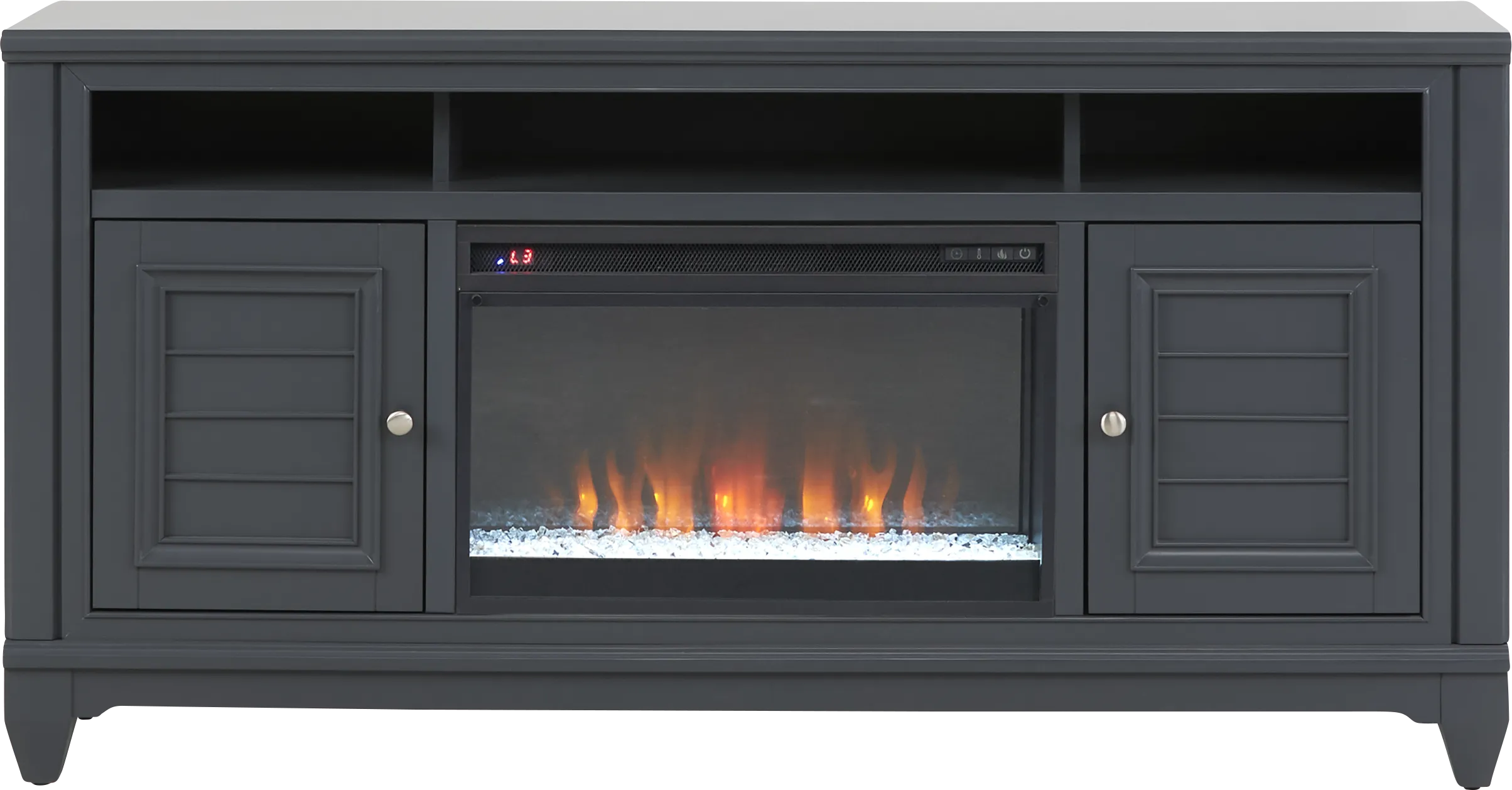 Hilton Head Graphite 66 in. Console with Electric Fireplace - Thumbnail - Image 1