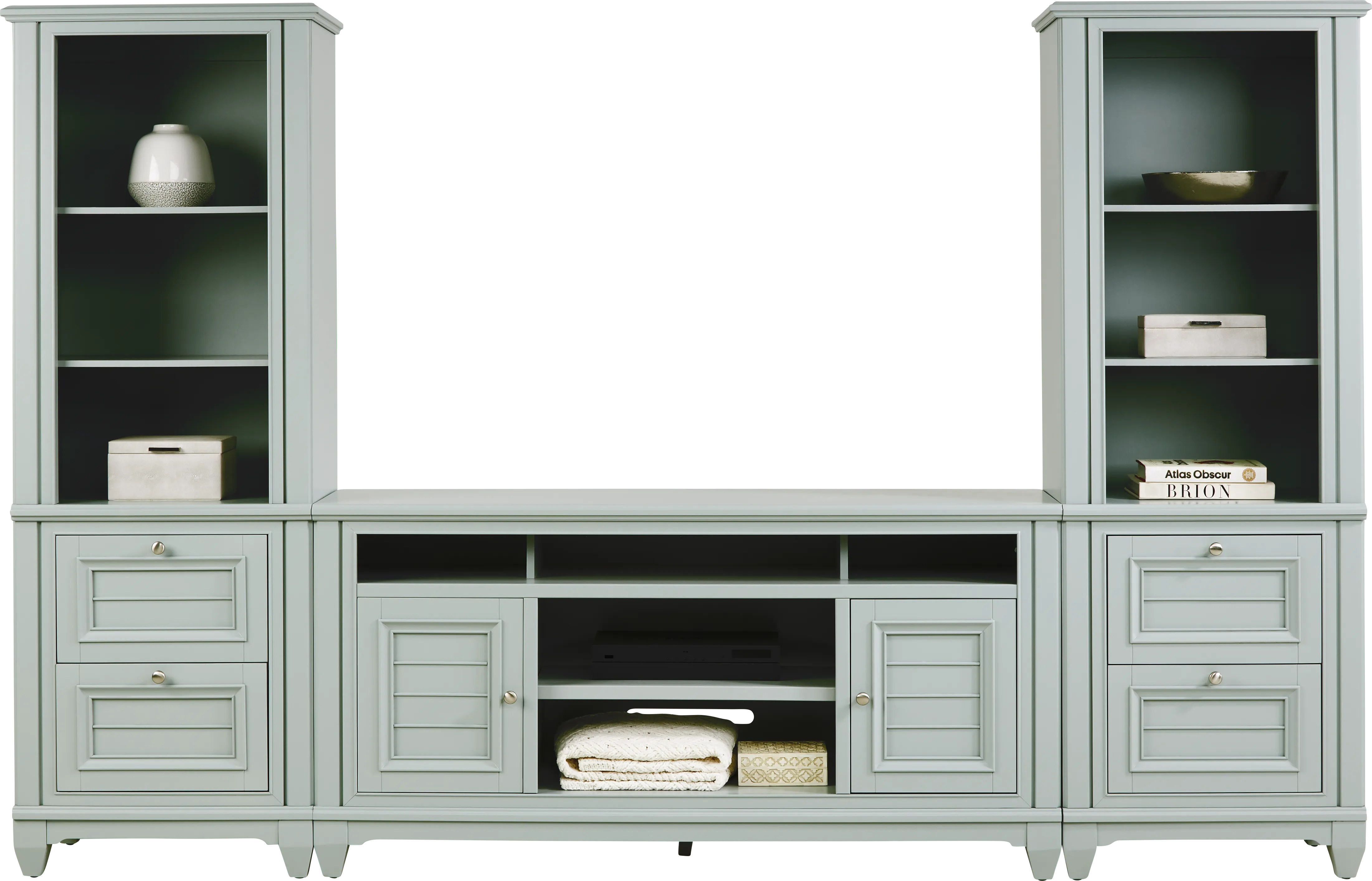 Hilton Head Mint 3 Pc Wall Unit with 66 in. Console - Thumbnail - Image 1