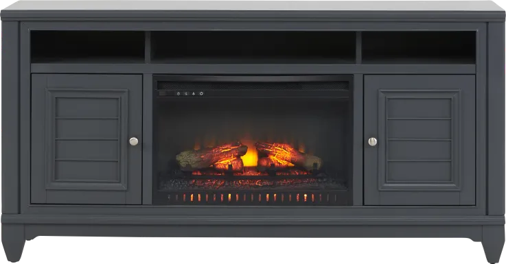 Hilton Head Graphite 66 in. Console with Electric Log Fireplace