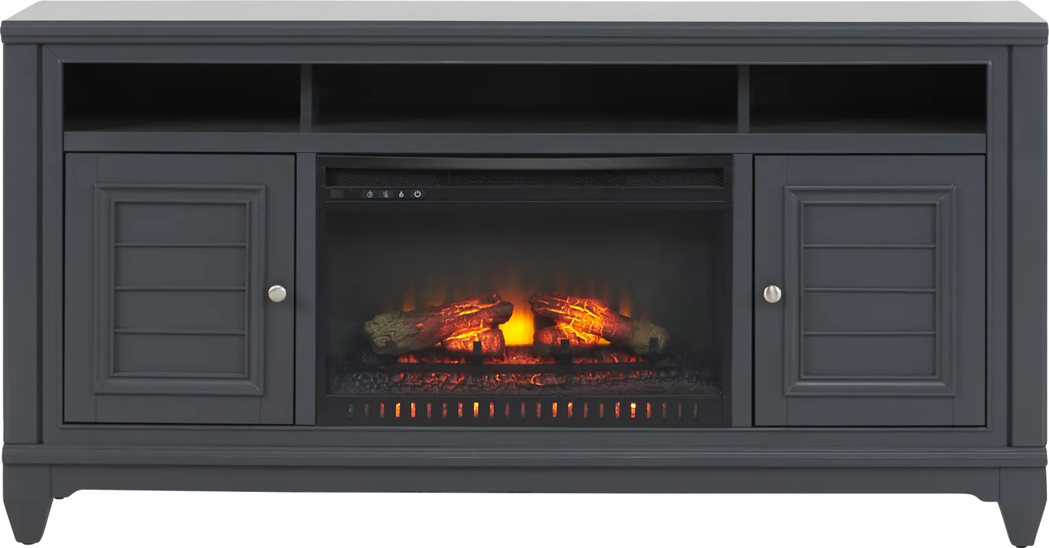 Hilton Head Graphite 66 in. Console with Electric Log Fireplace