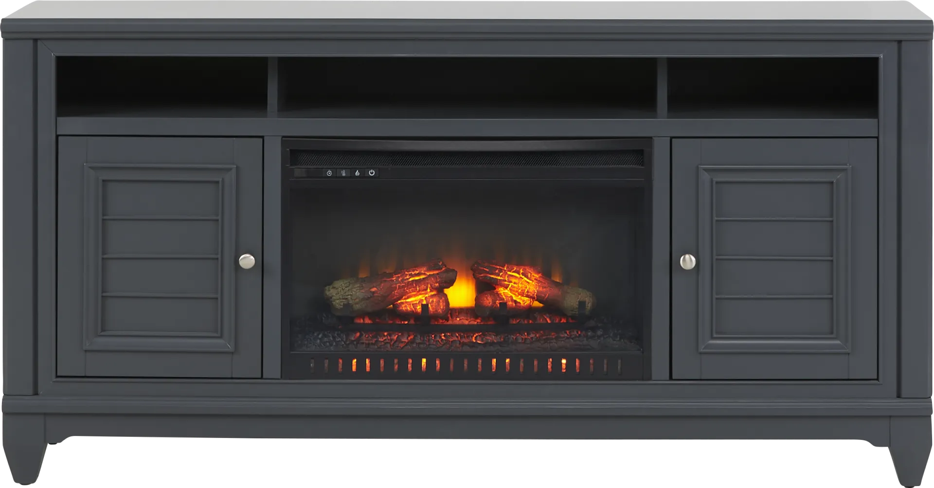 Hilton Head Graphite 66 in. Console with Electric Log Fireplace - Image 1
