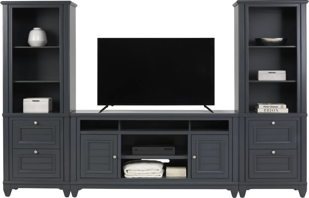 Hilton Head Graphite 3 Pc Wall Unit with 66 in. Console