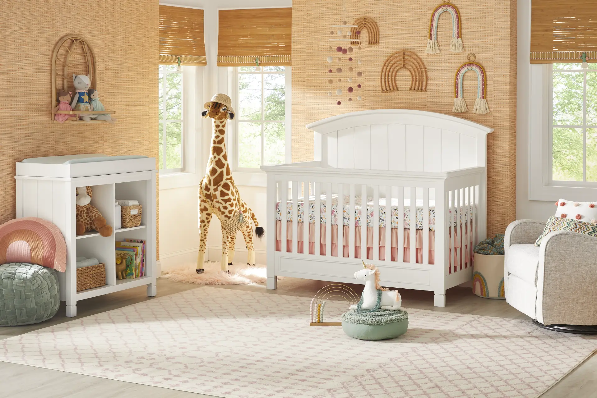 Kids Cottage Colors White 4-in-1 Convertible Nursery Set