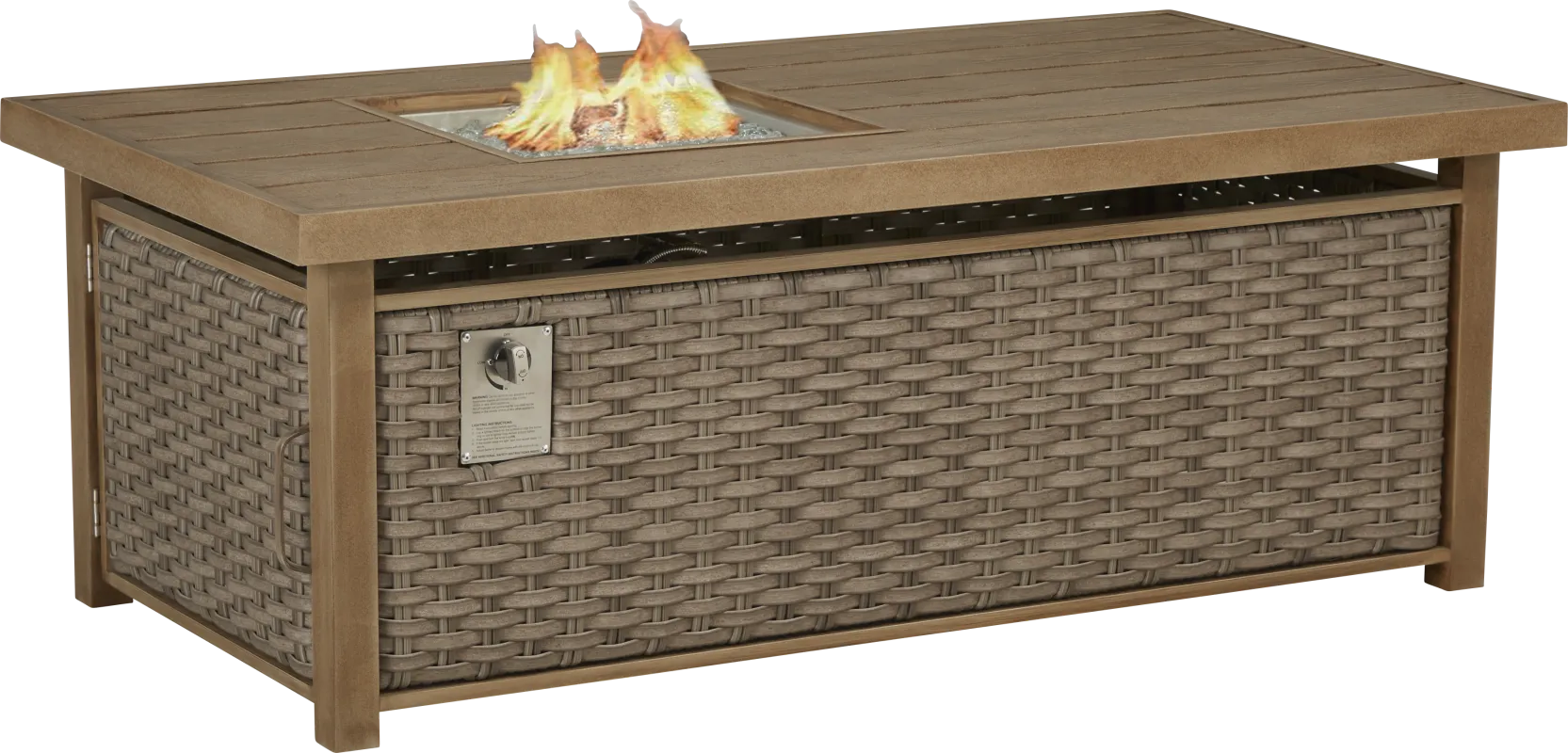 Siesta Key Driftwood Finish Outdoor Rectangle Fire Pit