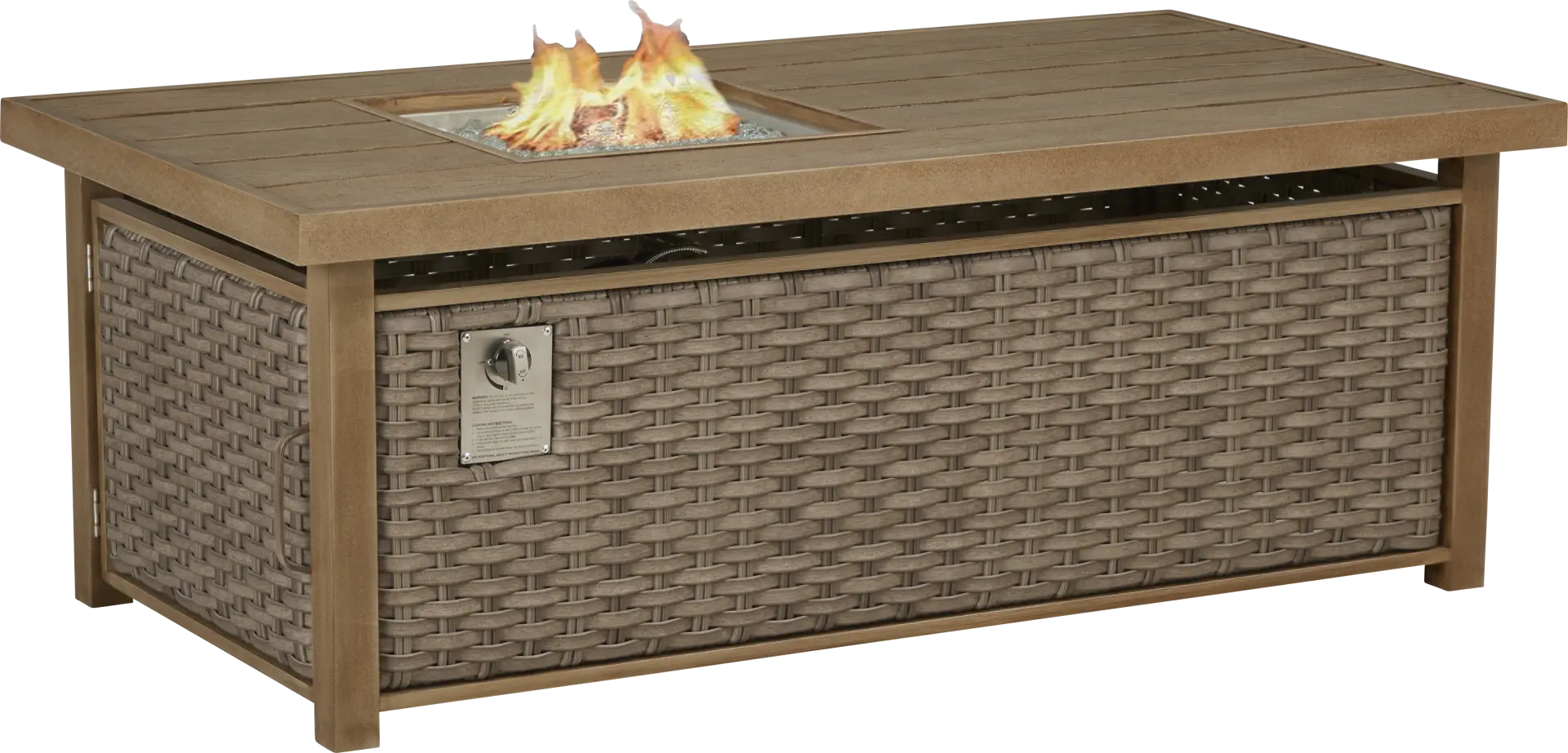 Siesta Key Driftwood Finish Outdoor Rectangle Fire Pit
