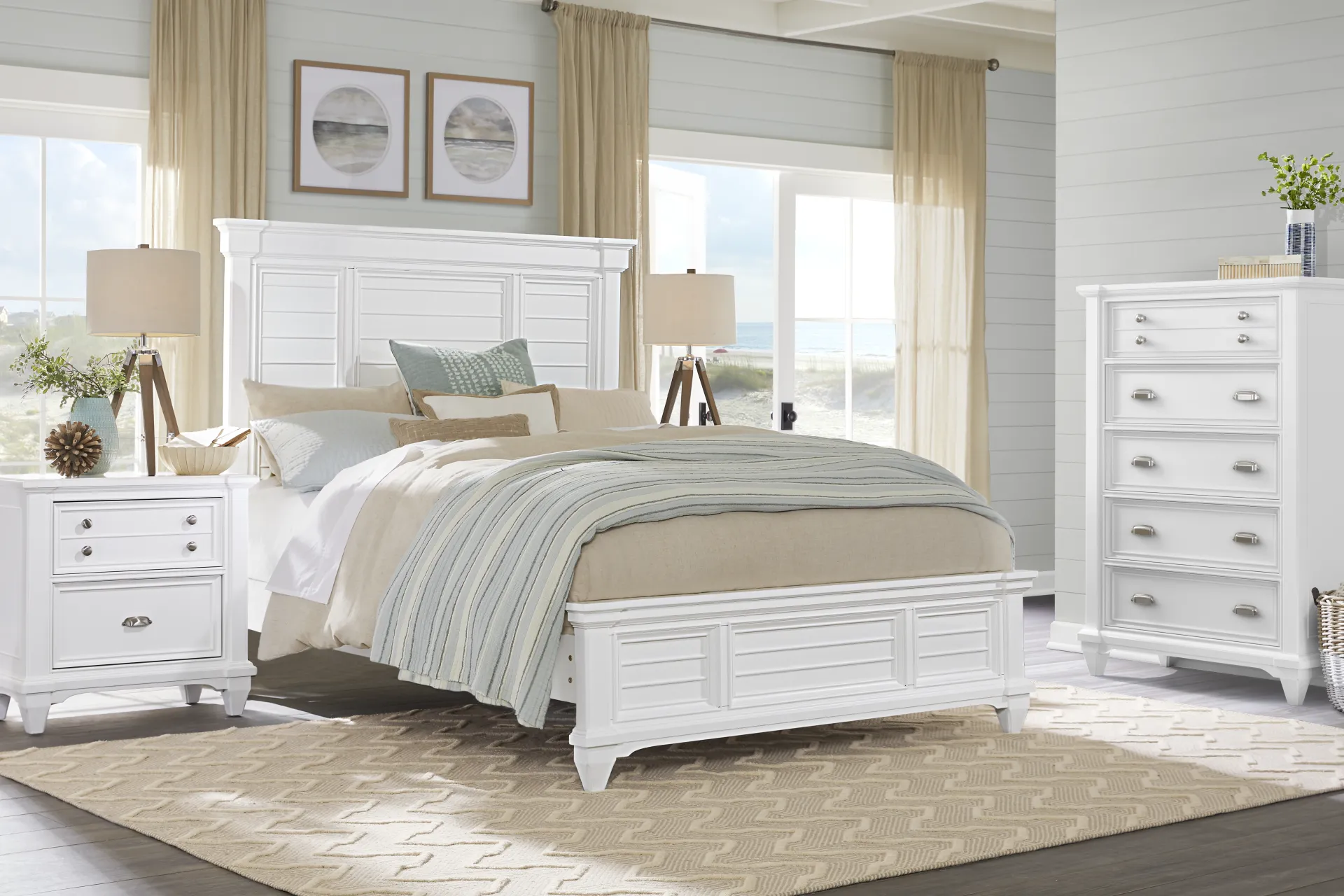 Hilton Head White 3 Pc Queen Panel Bed - Image 1